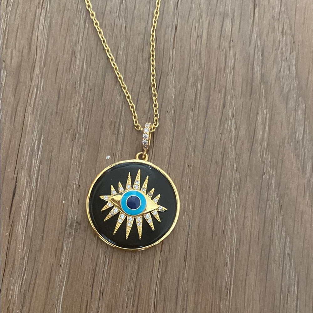 Celeste starre evil eye necklace gold I am protected